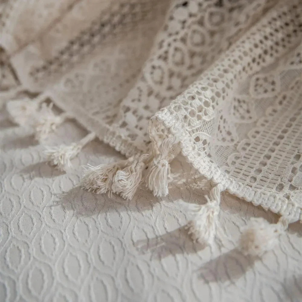 Cortina de Crochê Translúcida para Decoração Laresia