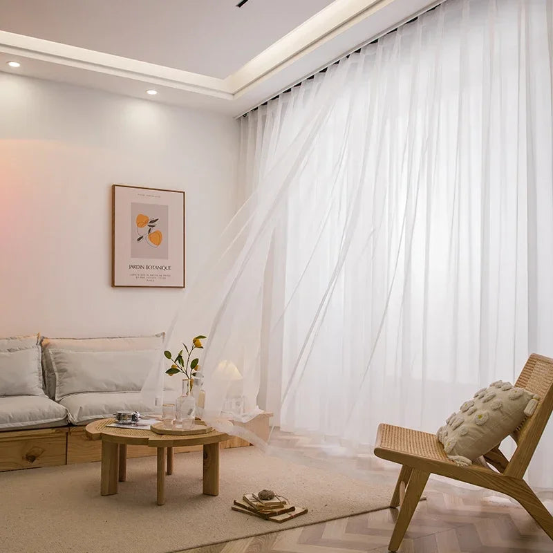 Cortina de Tule Branco Chiffon Super Leve para Sala e Quarto Laresia