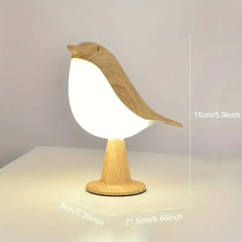 Luminária Led de Madeira Pássaro com Toque para Quarto Laresia