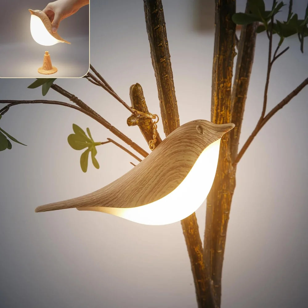 Luminária Led de Madeira Pássaro com Toque para Quarto Laresia