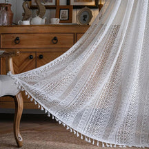 Cortina de Crochê Translúcida para Decoração Laresia