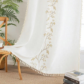 Cortina Verde Sage com Textura e Tassel para Quarto e Sala Laresia