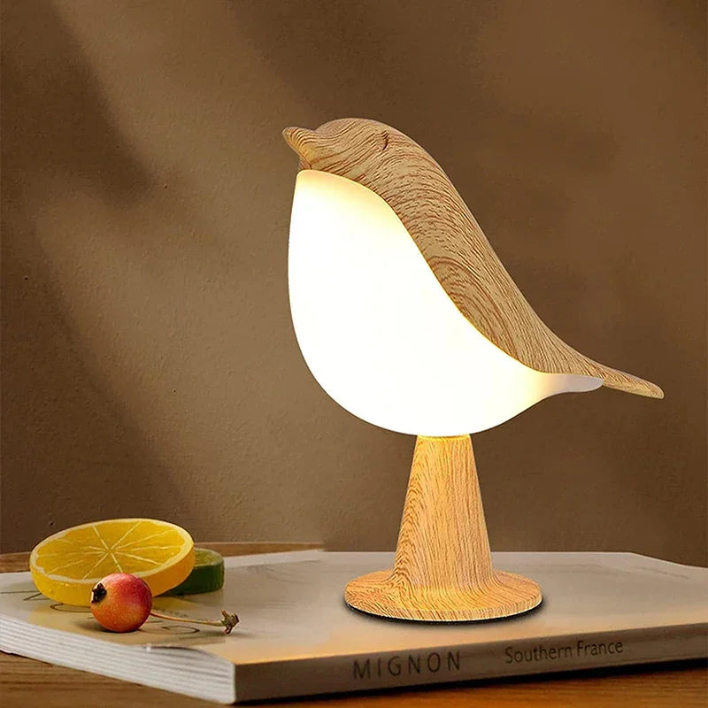 Luminária Led de Madeira Pássaro com Toque para Quarto Laresia